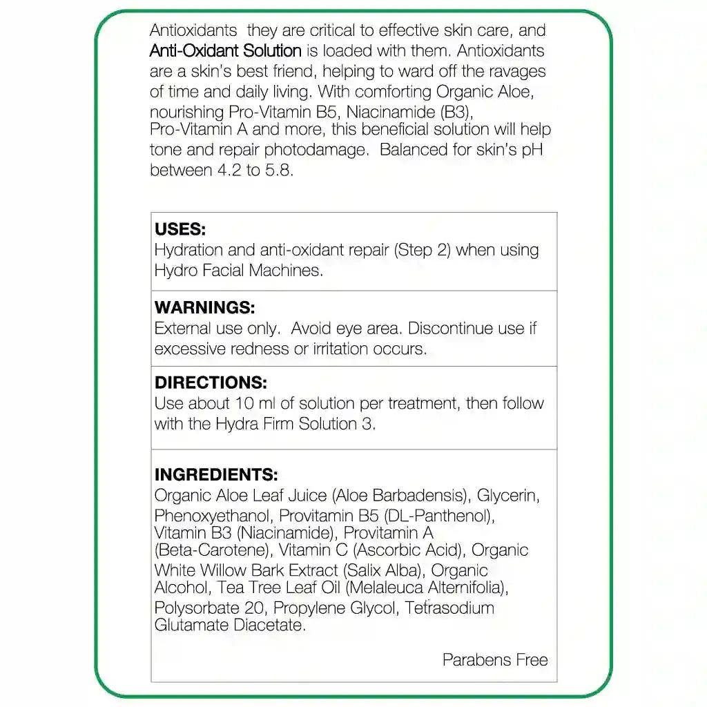 AntiOxidant HydroFacial Solution 8oz