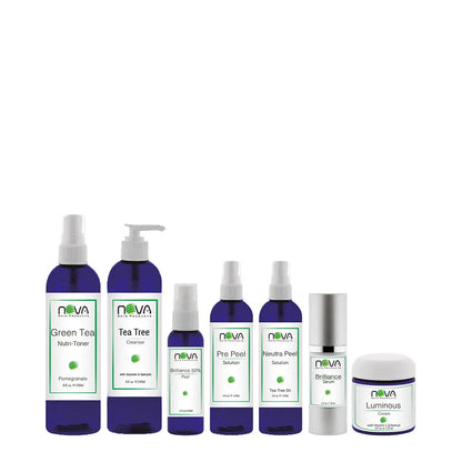 Collection of Nova skincare products on a white background