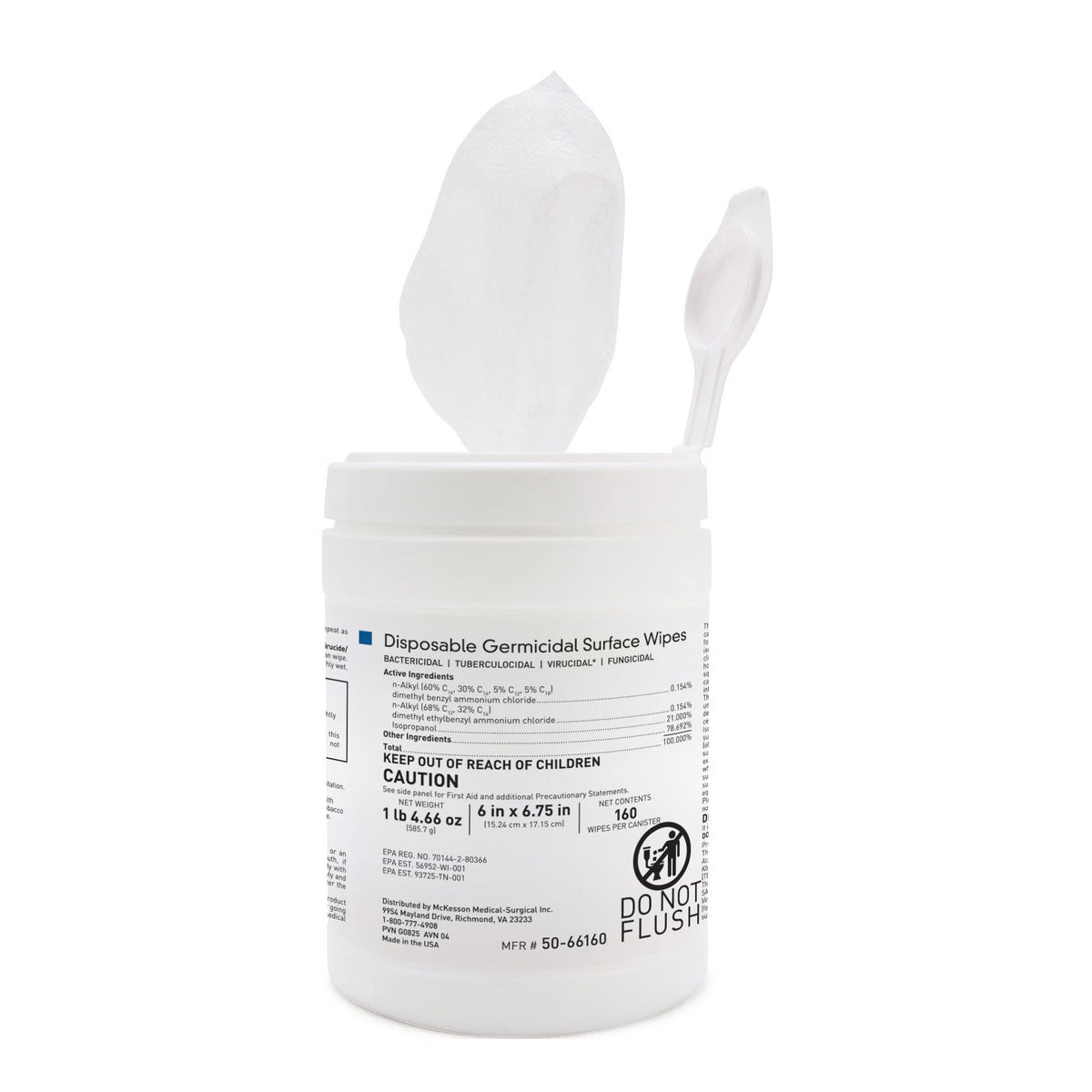 Germicidal Disposable Surface Wipes 160 count