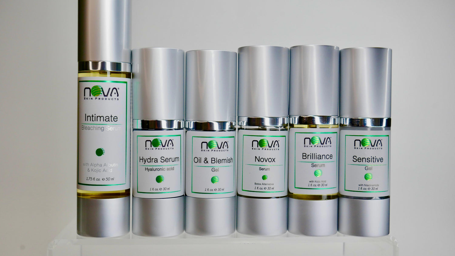 Set of Nova skincare products on a white background