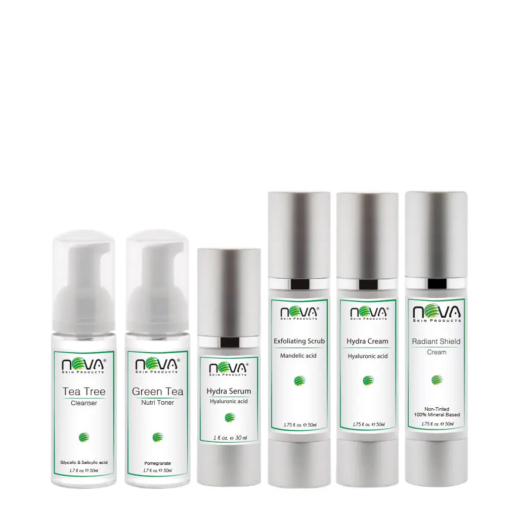 Set of Nova skin care products on a white background