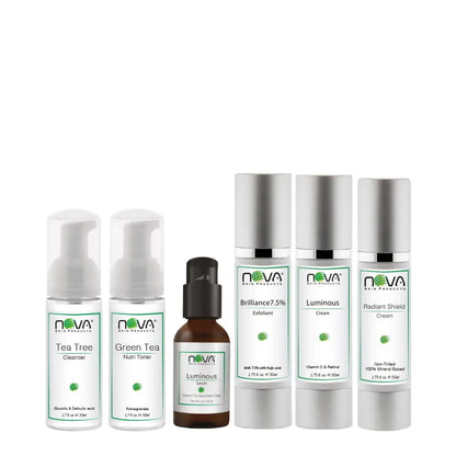 Collection of Nova skin care products on a white background
