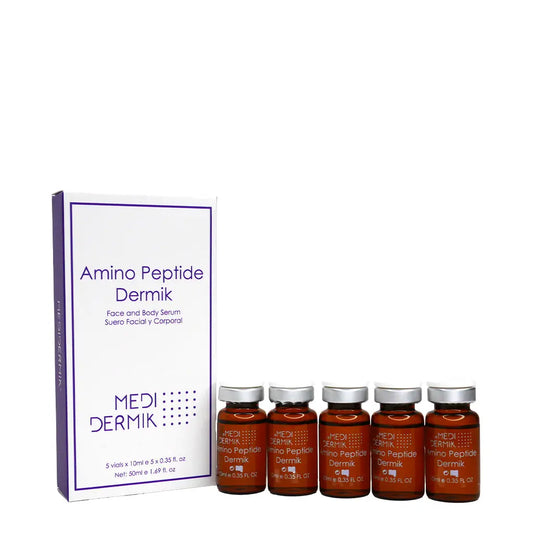 MEDI-DERMIK Amino Peptide Dermik serum bottles and packaging on a white background
