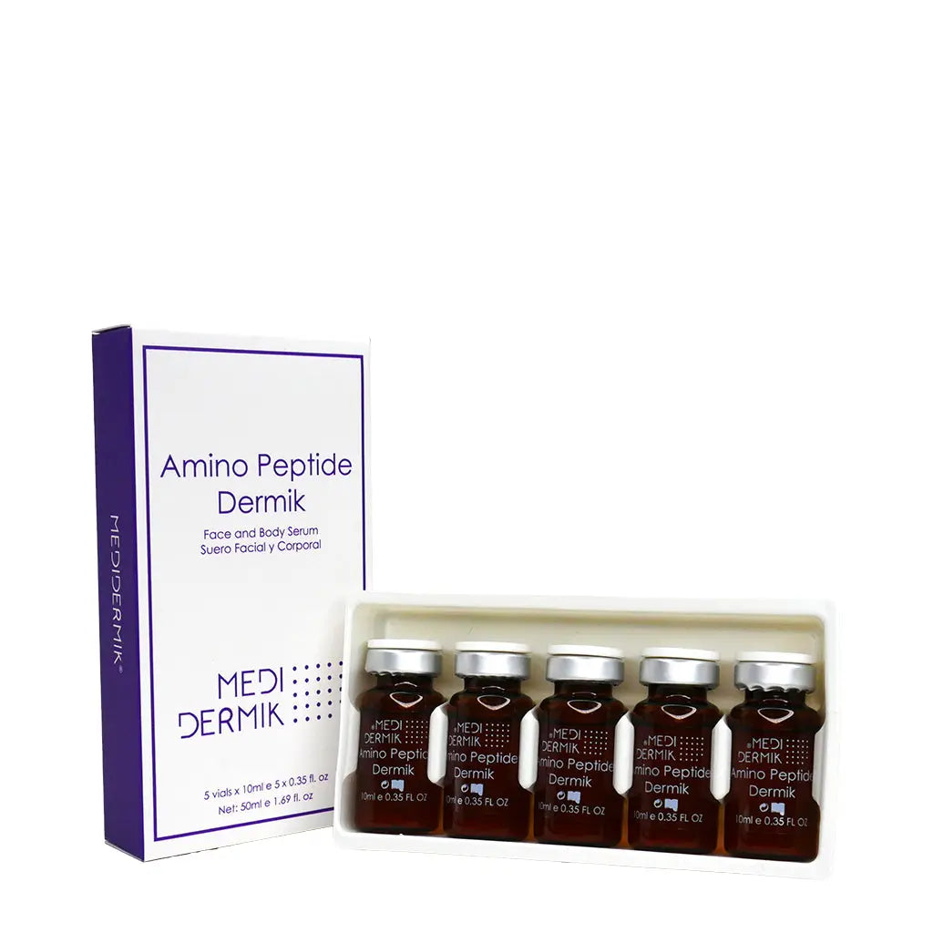 Medidermik Amino Peptide Dermik serum set with packaging on a white background
