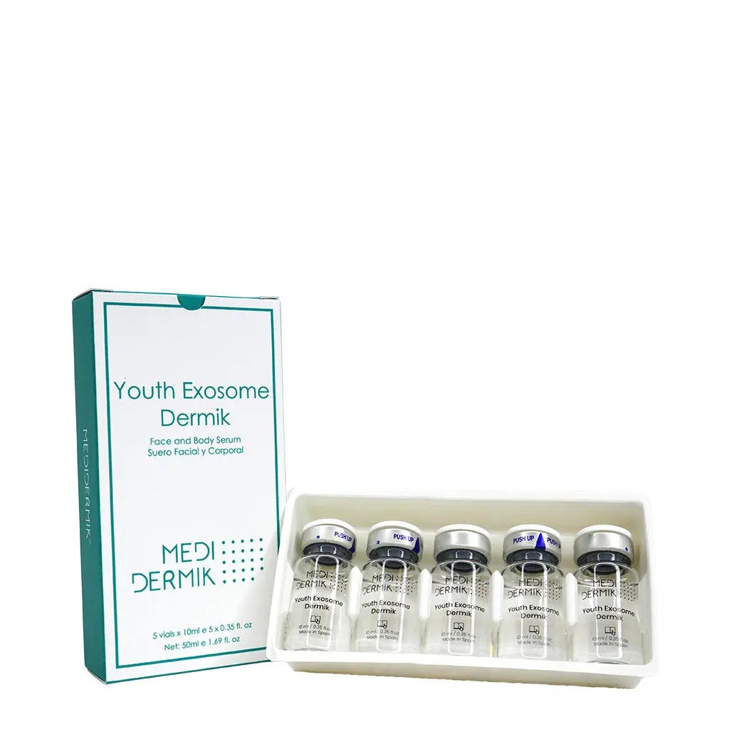 MEDI-DERMik Youth Exosome Dermik serum set with packaging on a white background