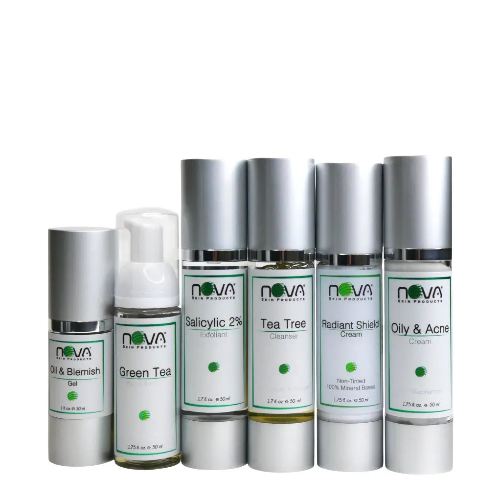Set of Nova skin care products on a white background