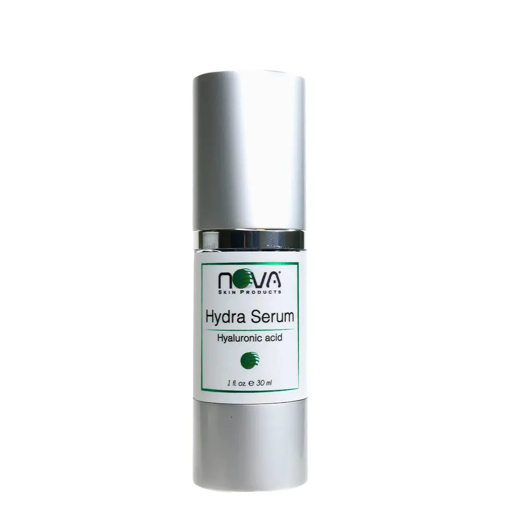 Nova Hydra Serum bottle on a white background