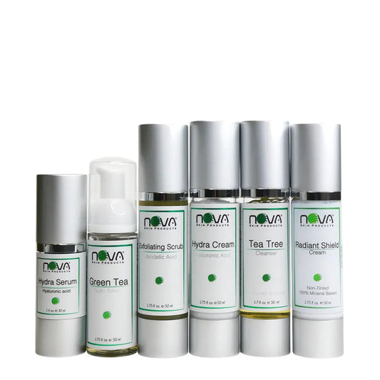 Set of Nova skin care products on a white background