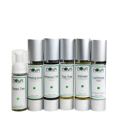Set of Nova skin care products on a white background